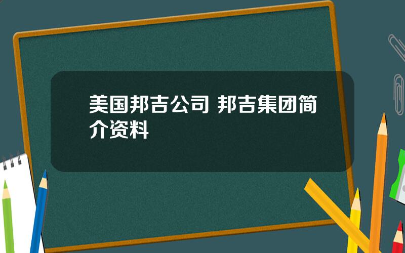 美国邦吉公司 邦吉集团简介资料